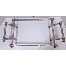 VTG MCM Faux Bamboo Silver Metal Casserole St...