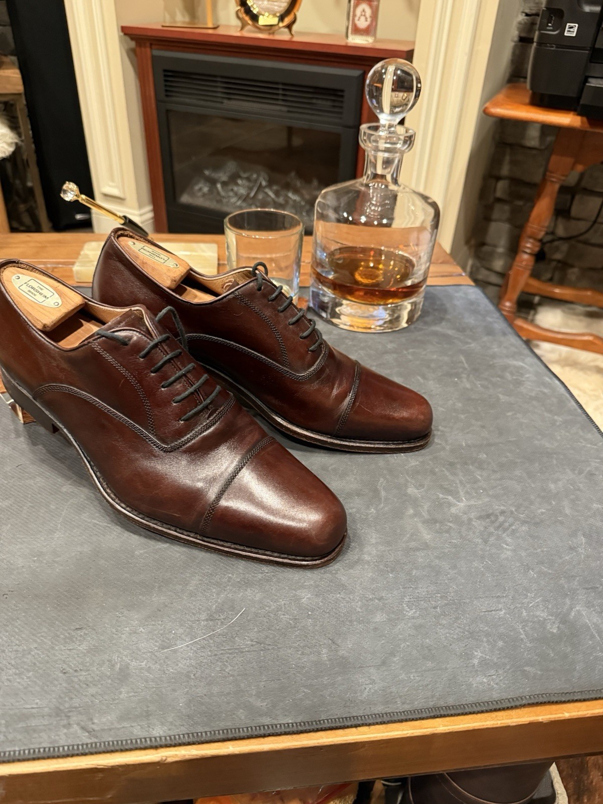 MC Shoes Brown Leather Oxford Cap Toe Men's Dress Shoes Size 9.5