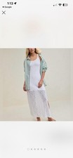 Aerie White Floral Lace Maxi Dress M Sleeveless Scoop Neck Sheer Pullover
