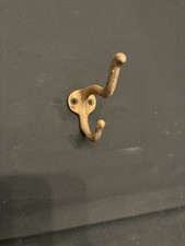Antique Solid Brass Double Coat Hat Hook Wall Mount Victorian Style