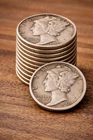 10 PCS Mercury Dimes 1936-1944 90% Silver By Weight