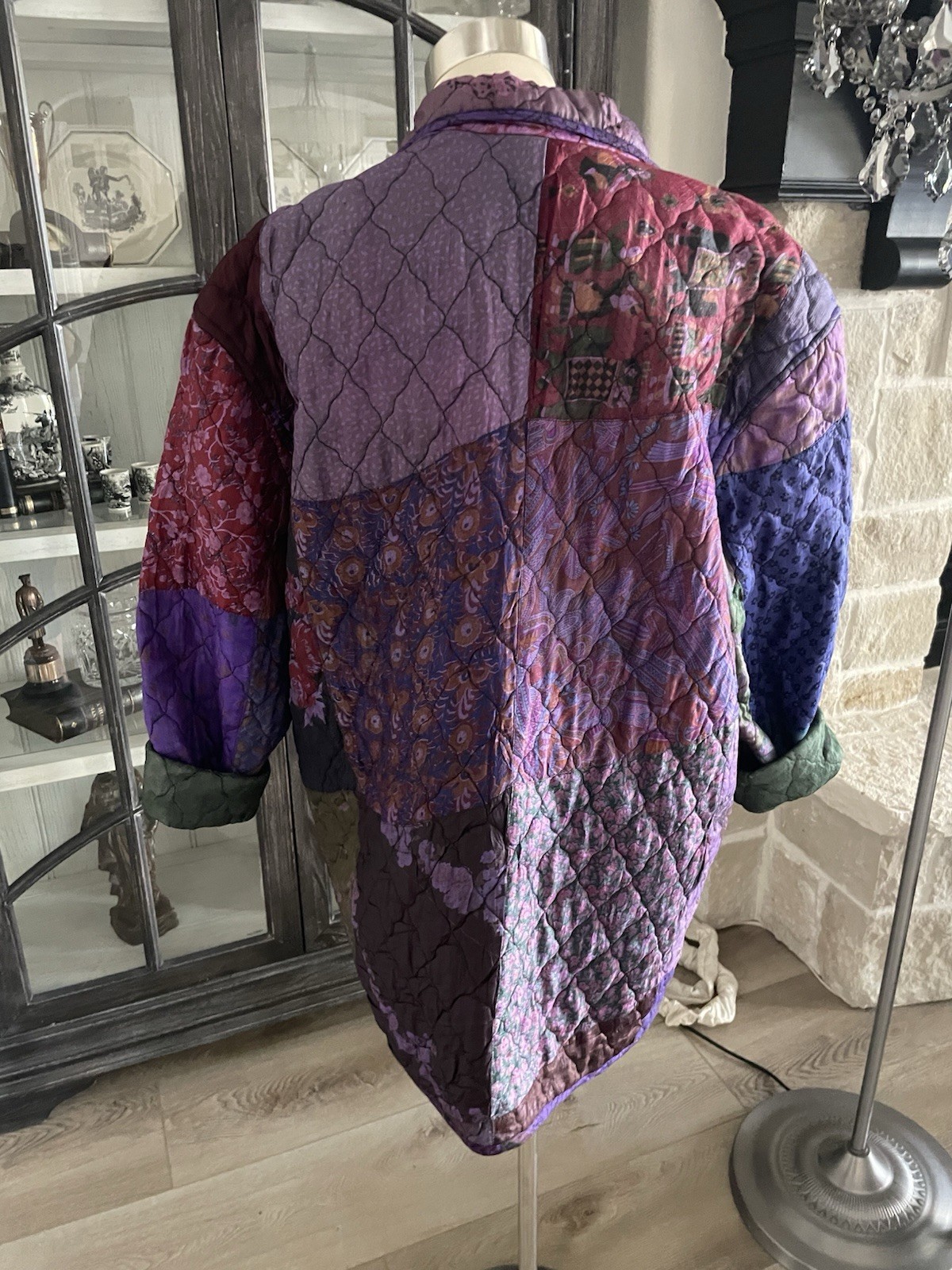 Sacred Threads Long Silk Quilted Patchwork Jacket… - image 7