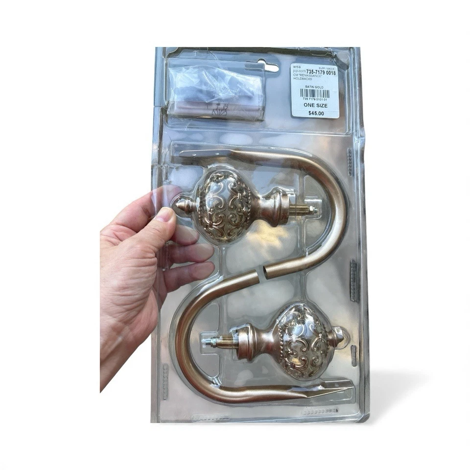 Cortinas de cortina JC Penney CM “Renacimiento” retenciones nuevas de stock herrajes dorados satinados Foto 2 de 3