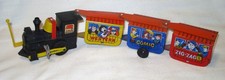 Vintage MTU Korea Tin Litho Windup Zig-Zag Comic Express Train Engine Cars Toy