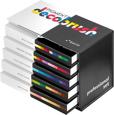 Pigment Decobrush Acrylic Paint Markers, 60 Piece Professional Set, Brush Tip, A