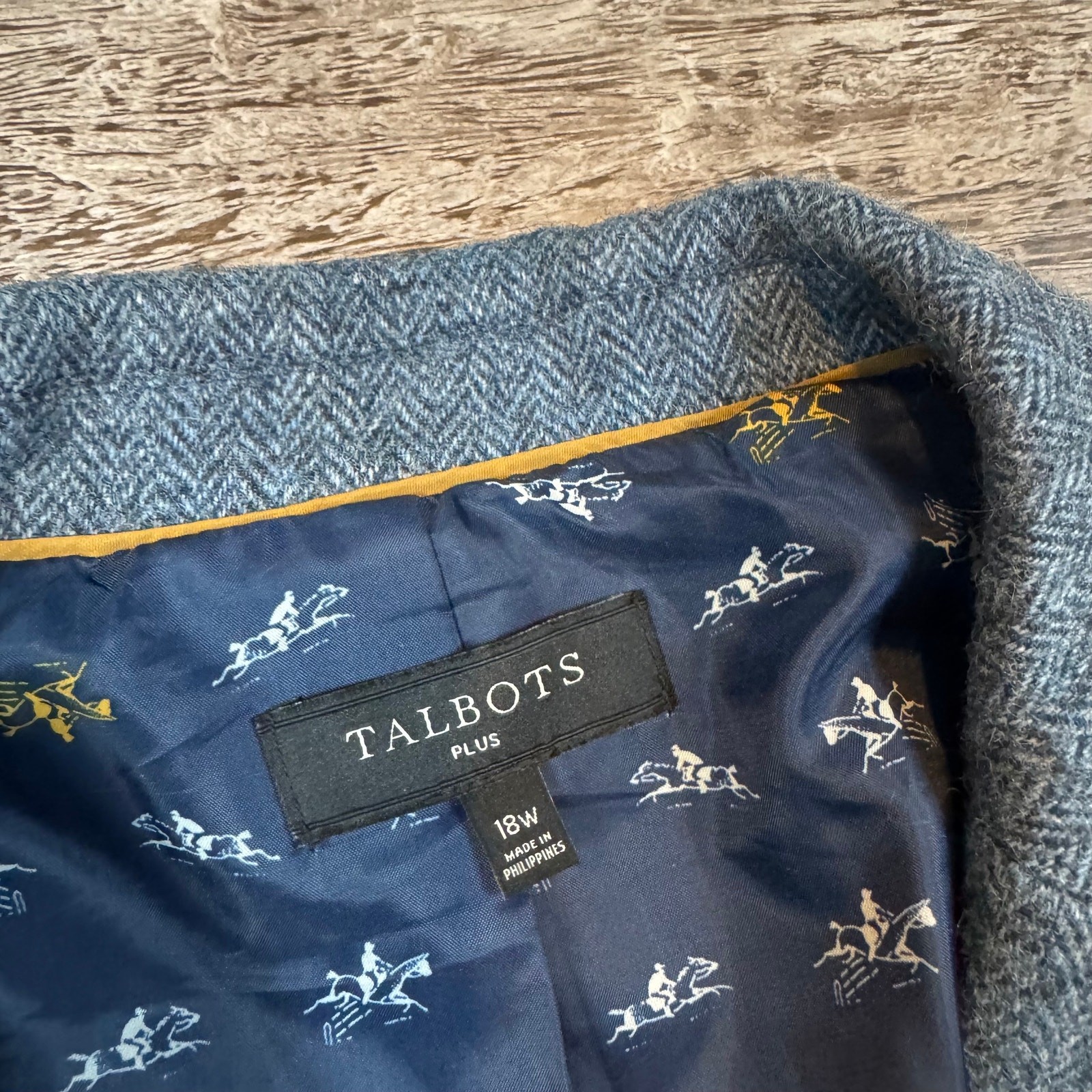 Talbots Gray Herringbone Blazer Structured Wool B… - image 4