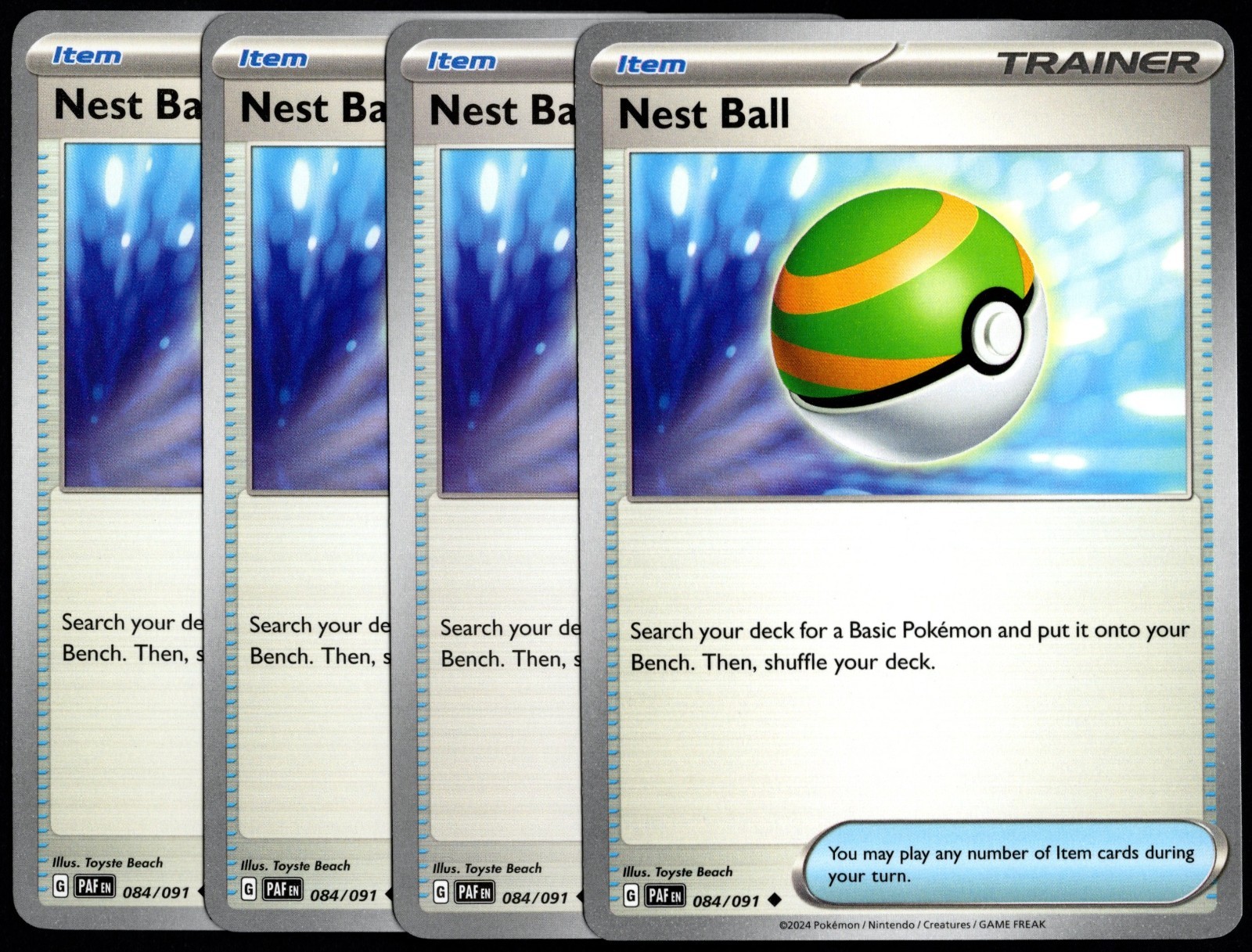 Pokemon TCG 4x Nest Ball 084/091 2024 Paldean Fates Uncommon Playset - NM/LP