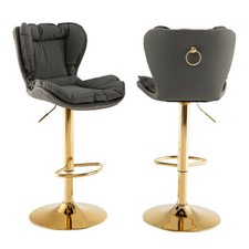 Set of 2 Swivel Bar Stools PU Leather Bar Chairs with Footrest and Curved Backre