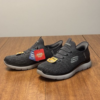 SKECHERS Summits Key Pace Wide Fit Slip-Ins Shoes Mens Size 10 Charcoal 232469W
