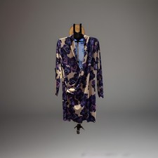 Simply Vera Vera Wang long-sleeve V-neck wrap dress Blue Purple Floral Size Lar