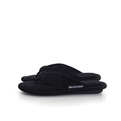 BALENCIAGA 475$ Thong Sandals - Logo Tag, Soft Black Velvet | eBay