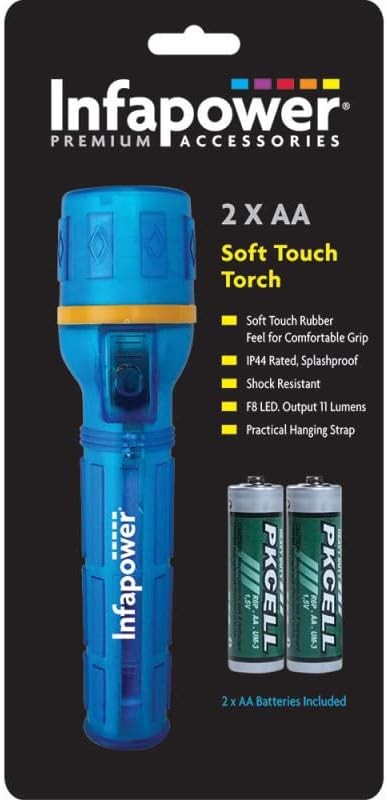Infapower INFA-F020 Splashproof Soft Touch Rubber Extra Bright F8 LED Torch wit