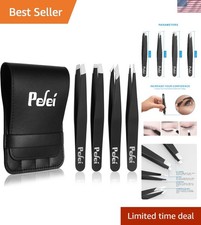 Tweezers Set - Professional Stainless Steel Tweezers for Eyebrows - Great Pre...