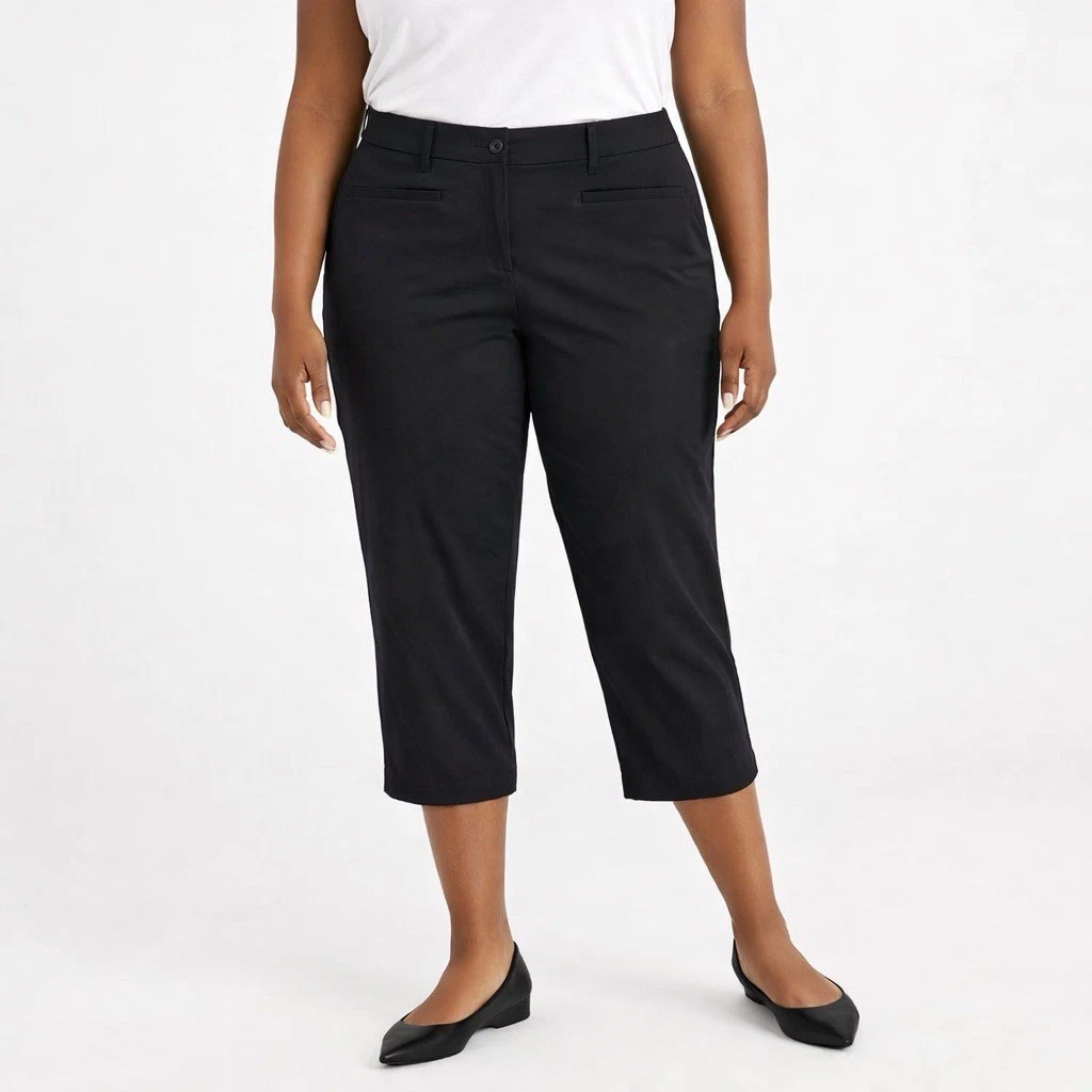 LANE BRYANT The Lena Black Stretch Capri Pants Elastic Waist 10