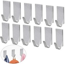 UK Wall Hooks – 10x No Drill Hangers Stainless Steel 3M Self-Adhesive Waterproof