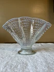 VINTAGE 11”x8” FENTON French Opalescent Hobnail Glass Ruffled Pie Crust Fan Vase