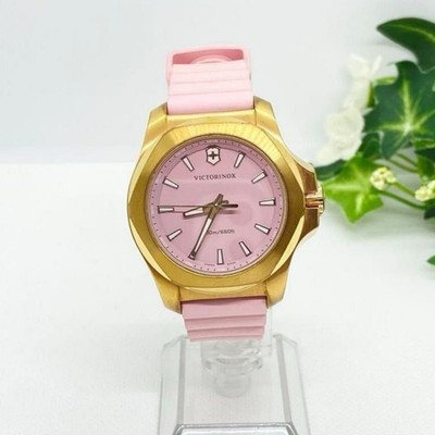 Victorinox INOX V 241807 Pink Quartz Watch 37mm Box Battery Replaced Working