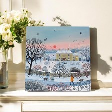 NEARLY HOME Ceramic Art Tile Jo Grundy Winter Designer Wall Plaque Home Decor