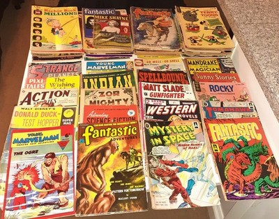 61x Huge RARE VINTAGE COMICS + PULPS lot 1930s 40s 50s 60s 70s USA + UK editions