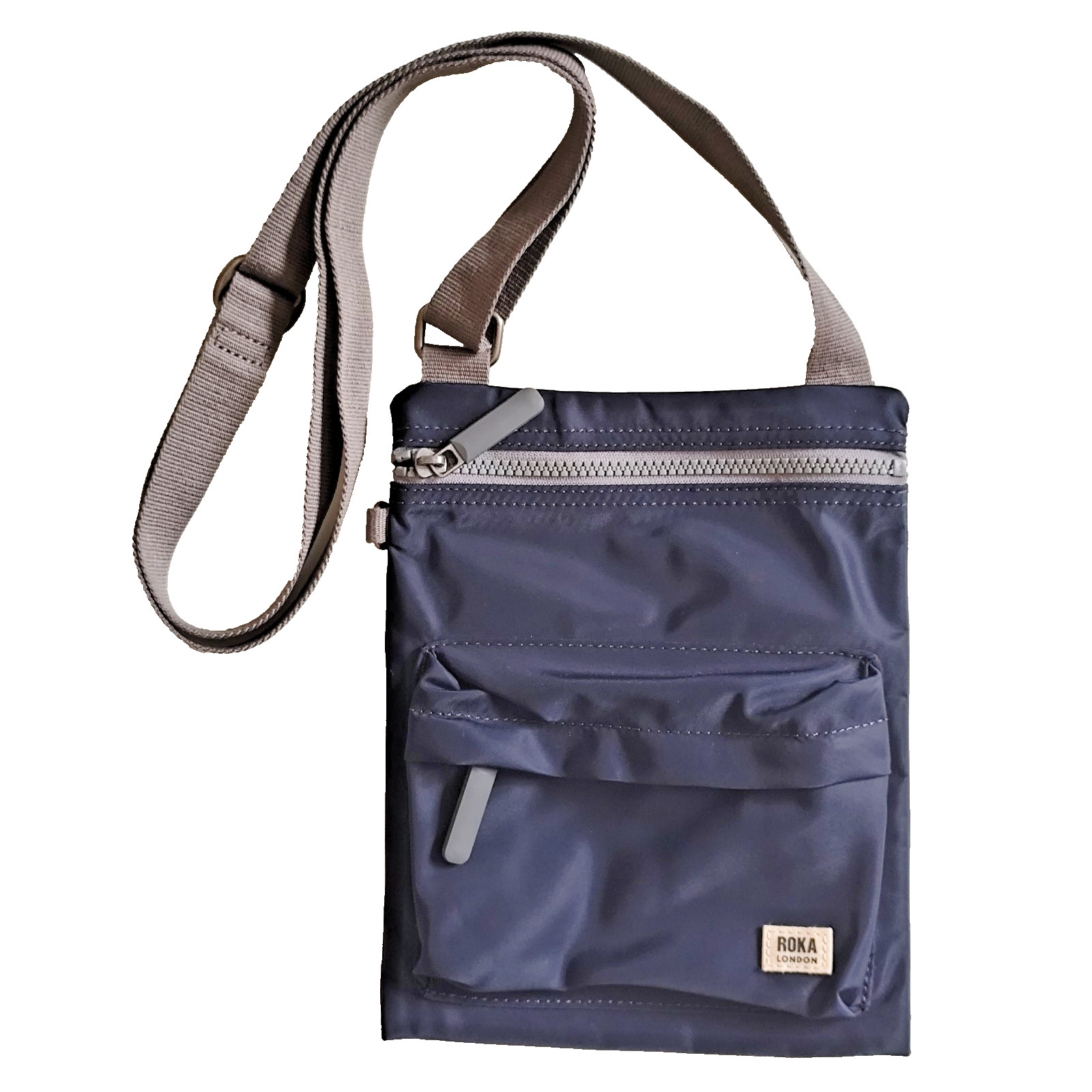 Bolso Bandolera Cartera Roka London Ori Kennington Azul Reciclado Nylon 10" x 8" Cremallera