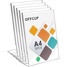 OFFCUP Acryl Display Ständer, 5 Stück Acryl Tischaufsteller A4, L-Ständer Auf...