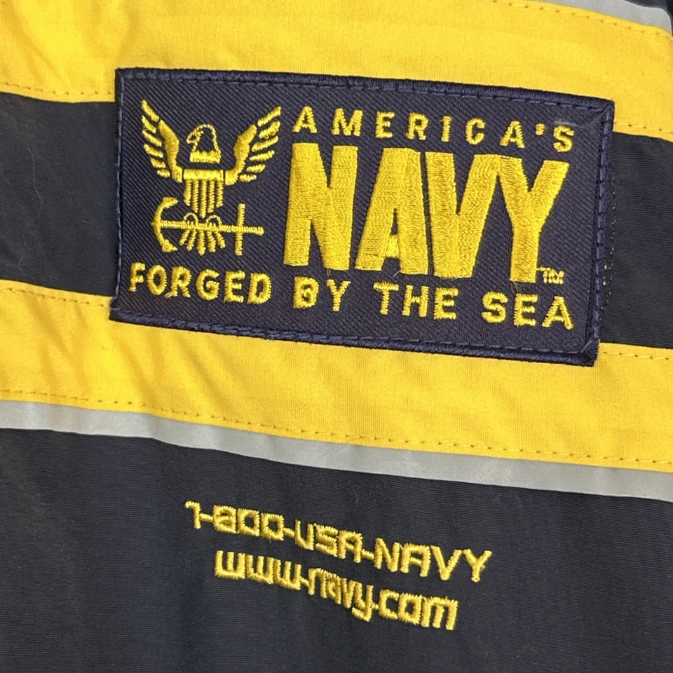 Chaqueta cortavientos cremallera completa US NAVY talla S forjada por el mar azul amarillo ¡Bonita! Foto 4 de 4