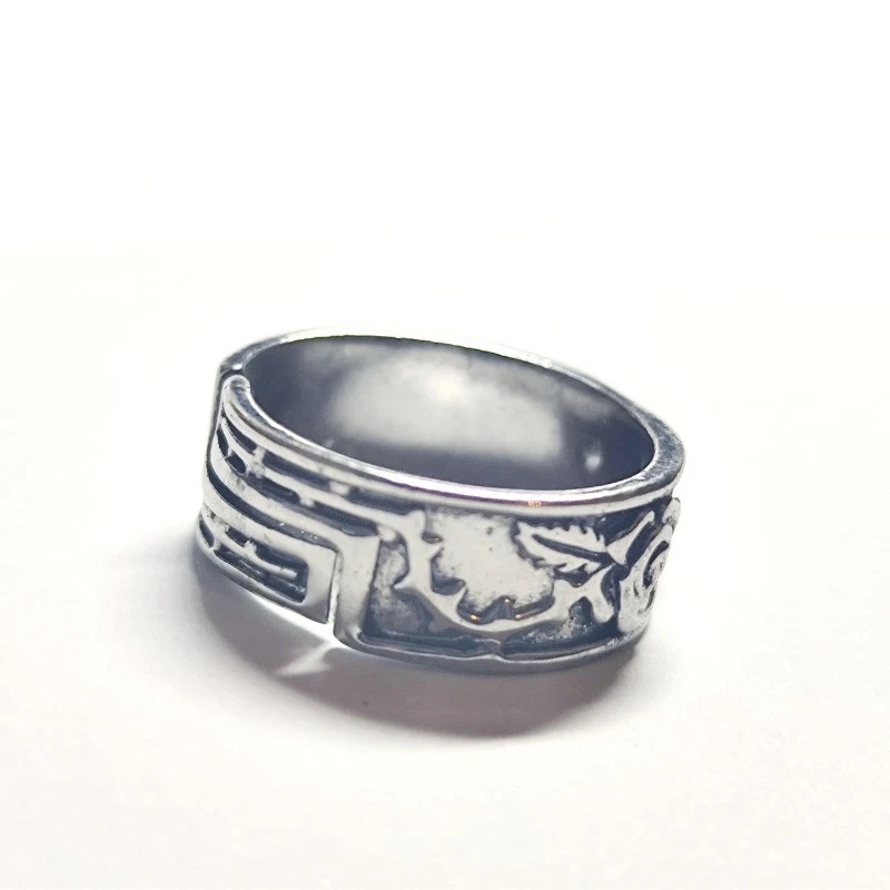 Retro Herren Ring Blumen Schädel Silber plattiert verstellbar 3D Ring - Bild 3 von 4