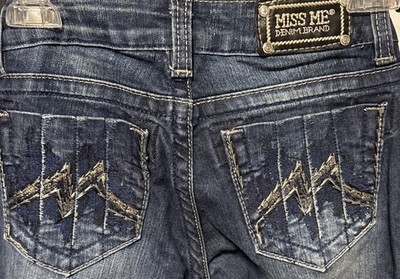 Miss Me Low Rise Bootcut Denim Jeans Women's 26 Dark Wash Embellished