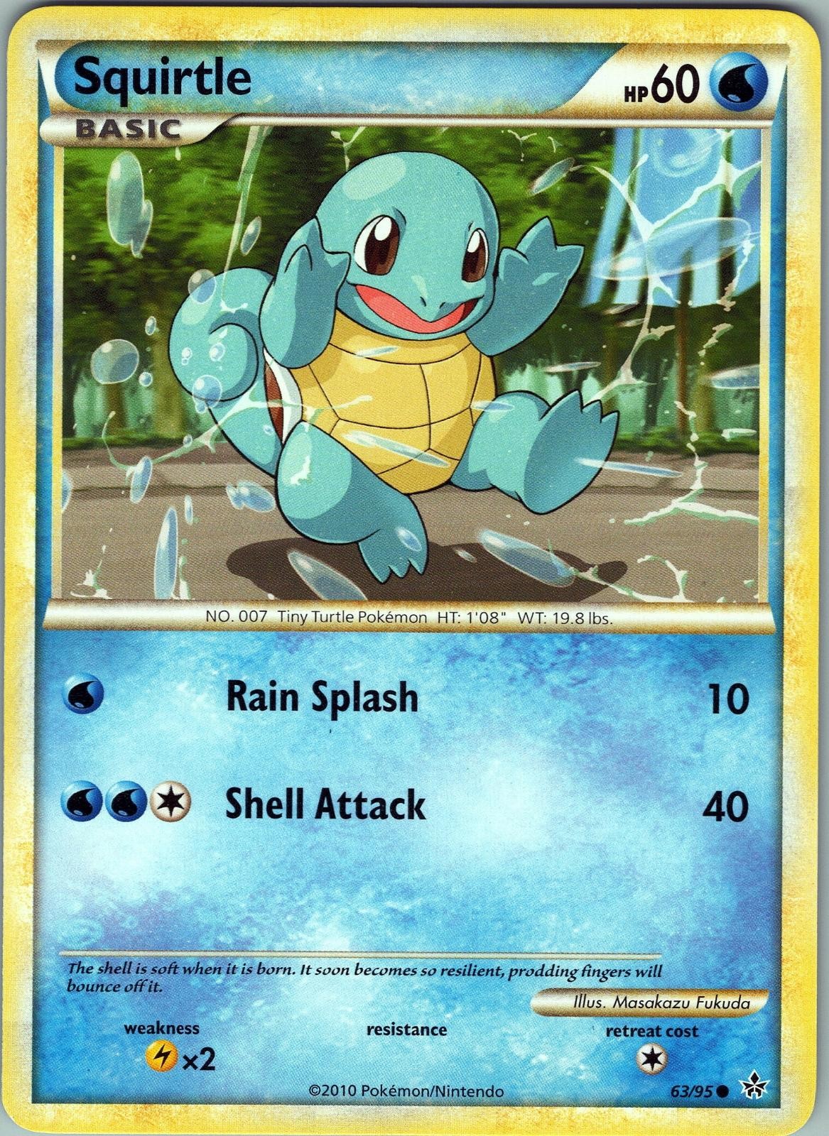 Squirtle 63/95 Common HGSS Unleashed Pokemon Near Mint