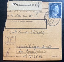 1944 Litzmannstadt Germany Parcel Cover to Drutte Neuengamme Concentration Camp