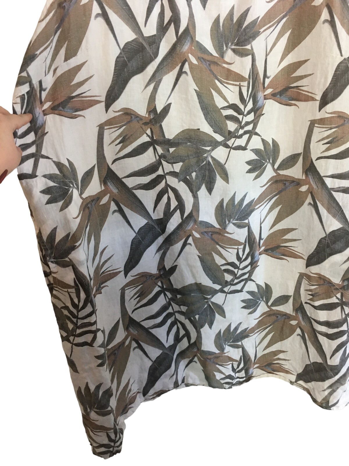 Lungo L'arno Dress Women's Size 3X Off White Green Tropical Stretchy Sides thumbnail 6