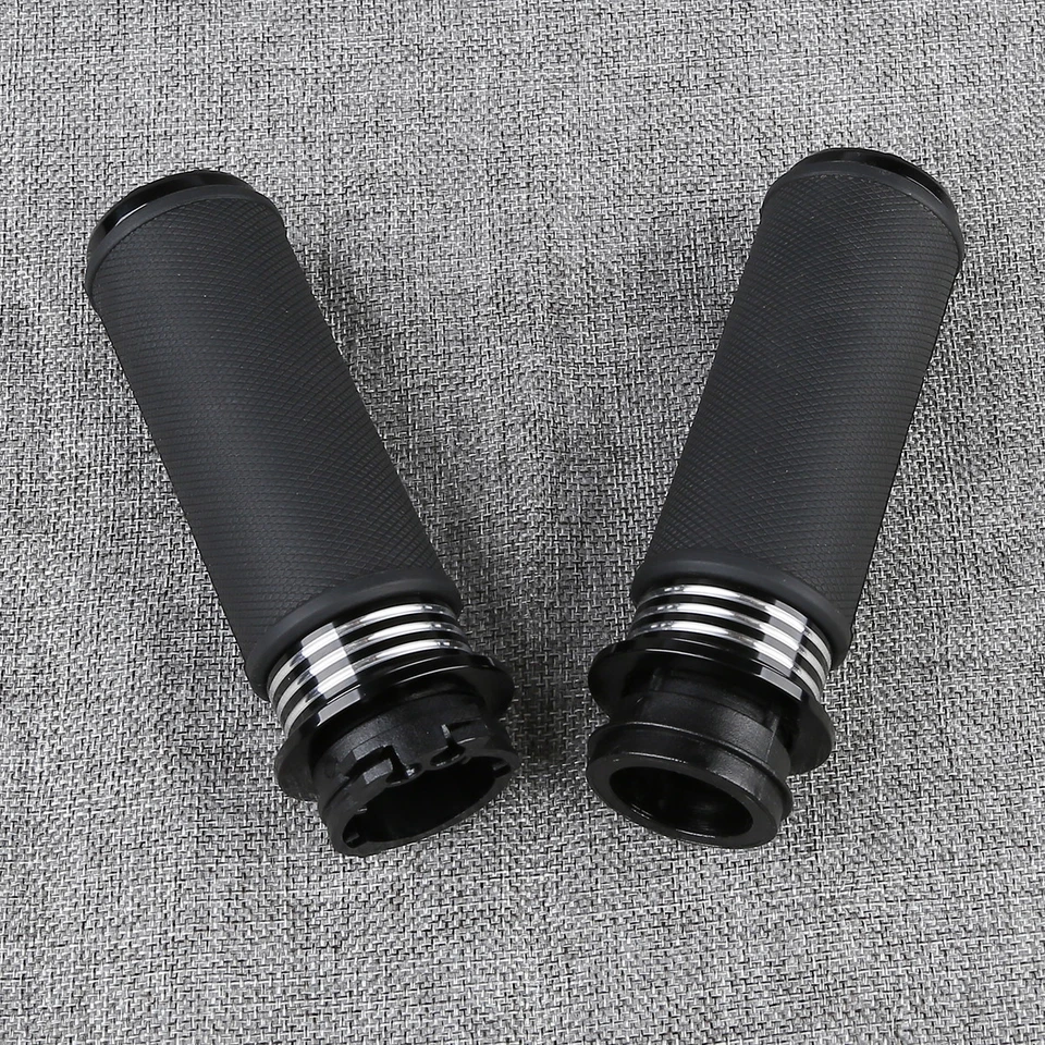 New Black 1'' CNC Handlebar Hand Grips For Harley Sportster XL 883 1200 96-Later - Image 2 of 4