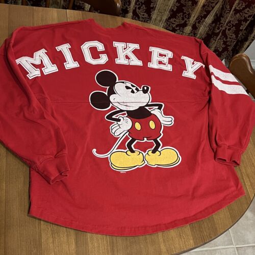 Mickey Mouse Spirit Jersey Size L Red Disney Parks Authentic Spellout Fast Ship!