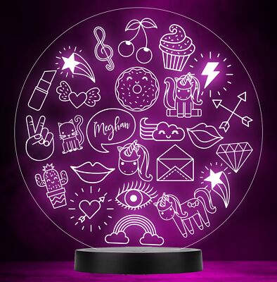 Mädchen Cool Elements rund personalisiert Geschenk Farbwechsel LED Lampe Nachtlicht