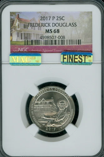 2017 P FREDERICK DOUGLASS QUARTER NGC MS68 PQ MAC FINEST MAC SPOTLESS POP 6 *