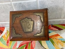 COFANETTODI LEGNO  PORTA CARTE DA POKER VINTAGE PLAYING CARD BOX POKER.