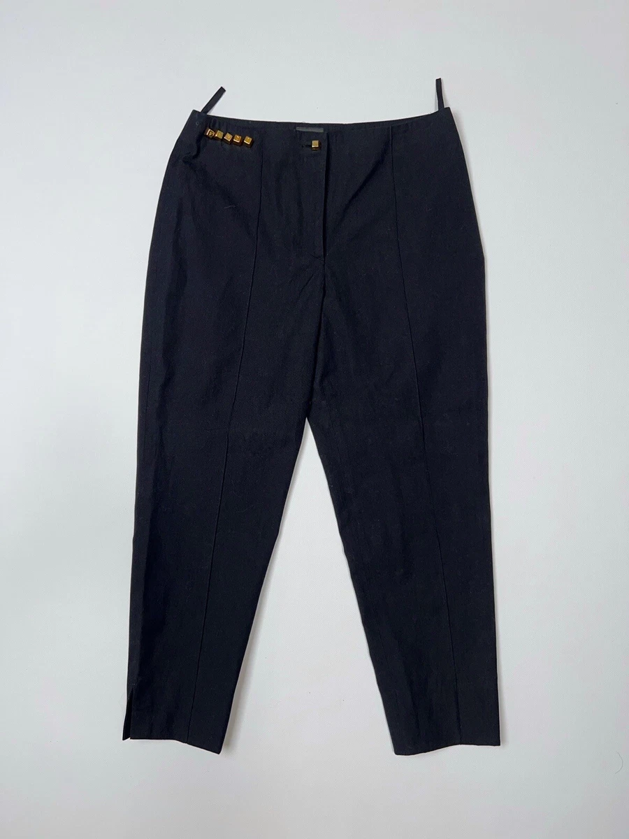 Fendi Trousers Black Pants with Gold Buttons Letter