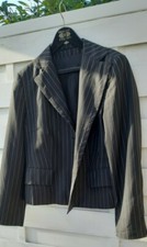 Windor Blouson/Jacket Gr. 42 Schurwolle/Seide schwarz gestreift Neuwertig 