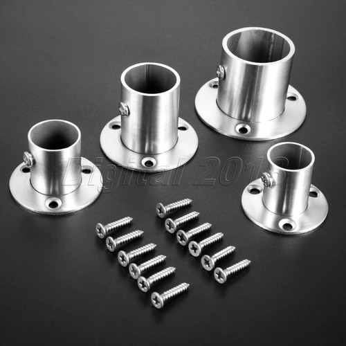 2pcs Wardrobe Rail Supports Stainless Steel Rod Pole Sockets End Bracket Flange - Picture 3 of 16