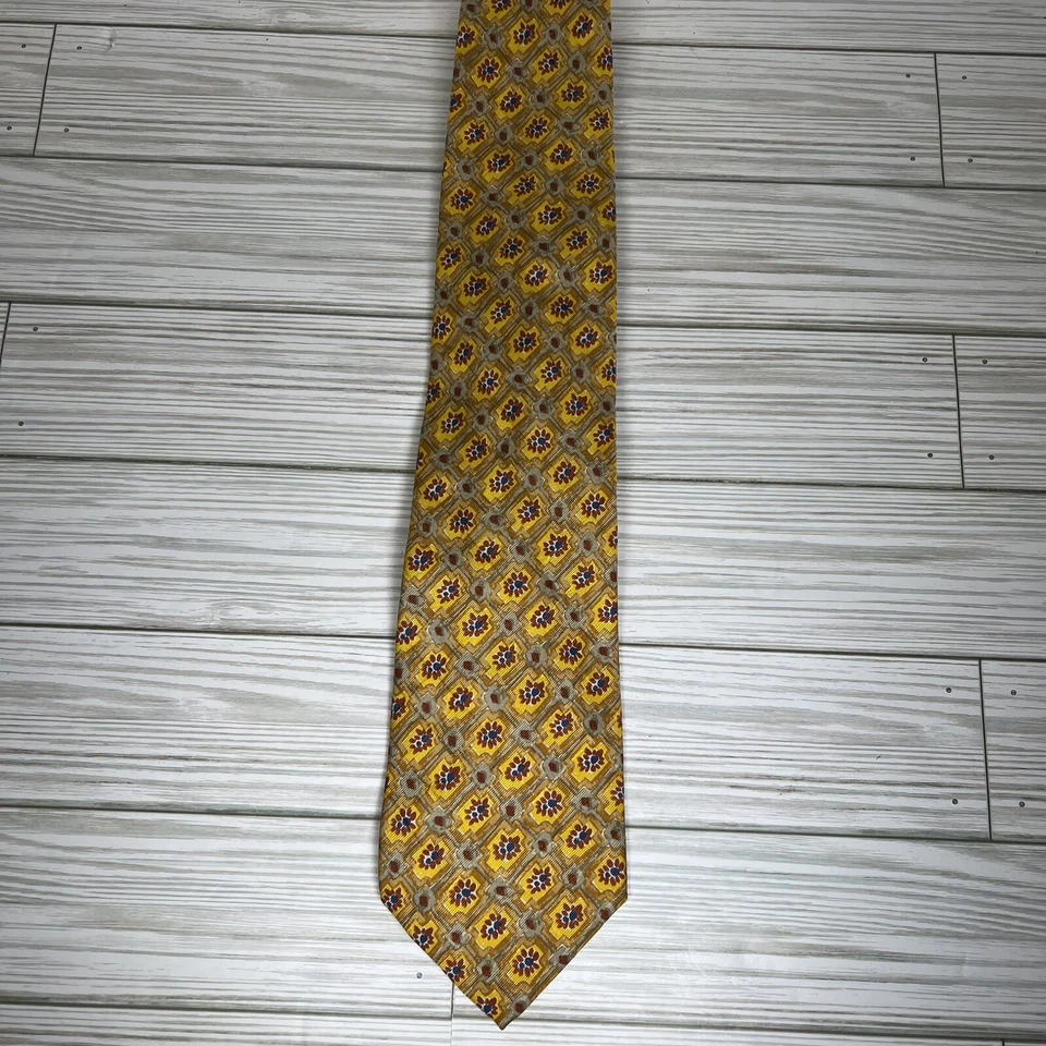 Corbata UNGARO PARIS 100% Seda Hecha en Italia Diseñador Amarillo Rojo Azul Taupe Foto 2 de 4