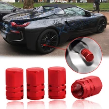 Red Metal Car Tire Wheel Valve Stems Caps Dust Cover NEW Universal Fit 4PCS