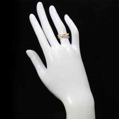 美品 Cartier Trinity ring YG WG PG Cartier Trinity Classic Diamond 18k Tricolor Gold Rolling Ring