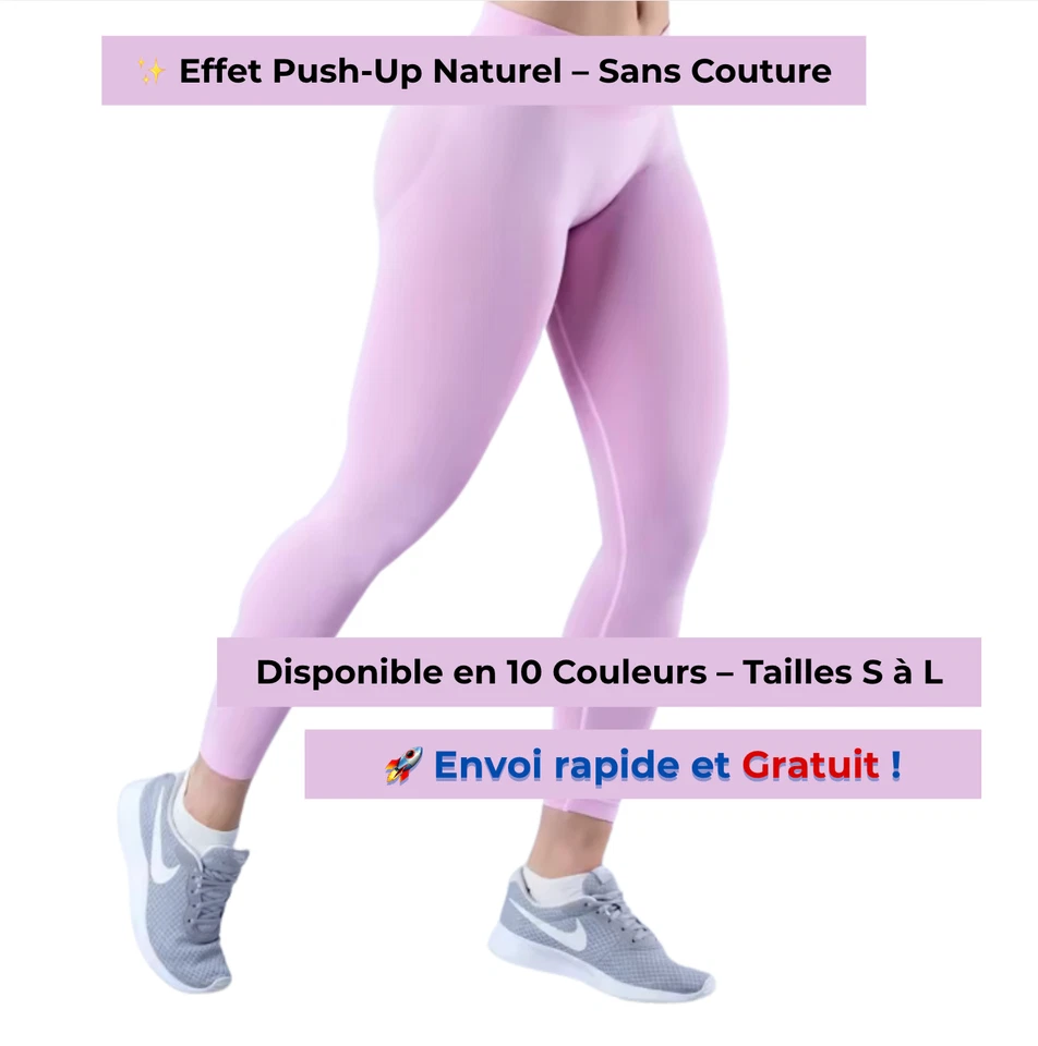Legging Femme Yoga Taille Basse Push Up Sans Couture Sport Fitness 10 Couleur - Photo 3/4