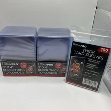 Ultra Pro 3X4 75pt Point Toploaders 2 Packs of 25 and 100 Thick Sleeves