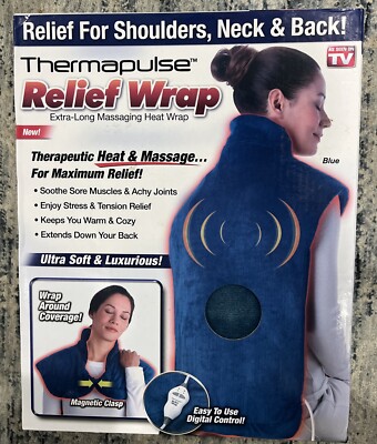 Ontel Thermapulse Relief Extra-long Massaging Heat Wrap Blue for