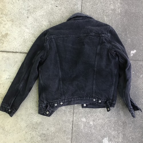 Levi's Denim Jean Black Sherpa Lined Snap Trucker Jacket Men Medium - Picture 12 of 14