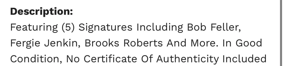 FERGIE JENKINS/BOB FELLER/ROBIN YOUNT/BROOKS ROBINSON Autographed Baseball NoCOA - Image 4 of 4