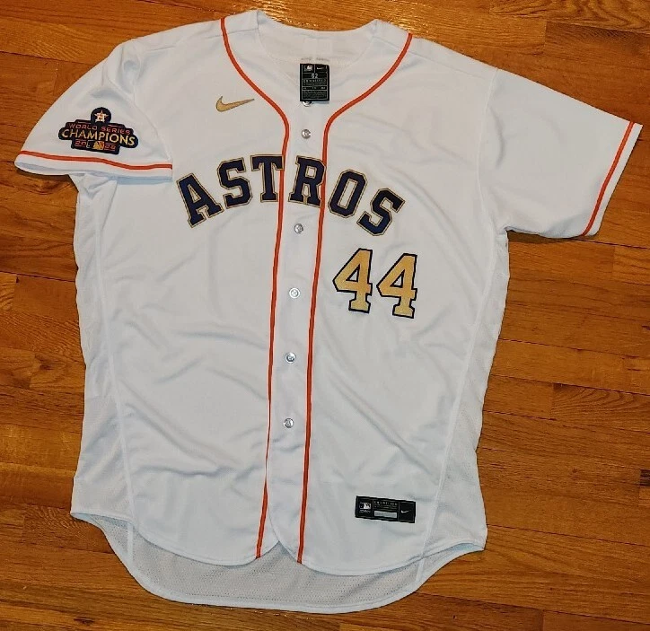 RARE* NIKE Houston ASTROS ALVAREZ AUTHENTIC Jersey 52 GOLD 2022