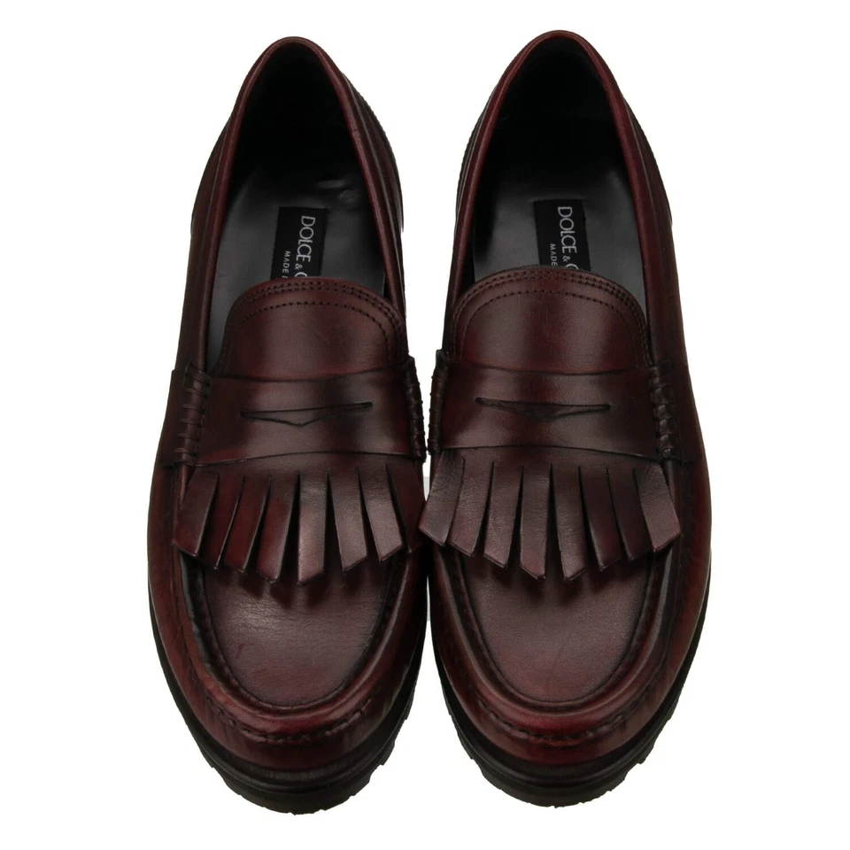 Zapatos Mocasines Dolce & Gabbana Cuero Mocasín GENOVA Burdeos 40.5 EE. UU. 7.5 Foto 3 de 4