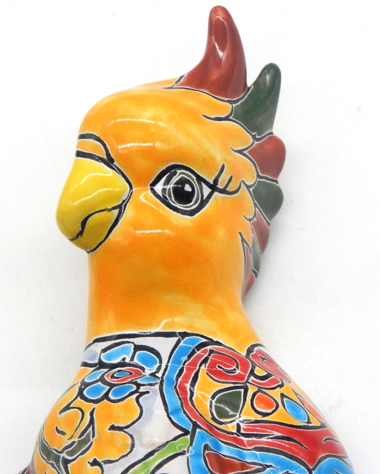 Mexican Folk Art Talavera HandPainted Ceramic 14" Cockatoo Parrot Wall